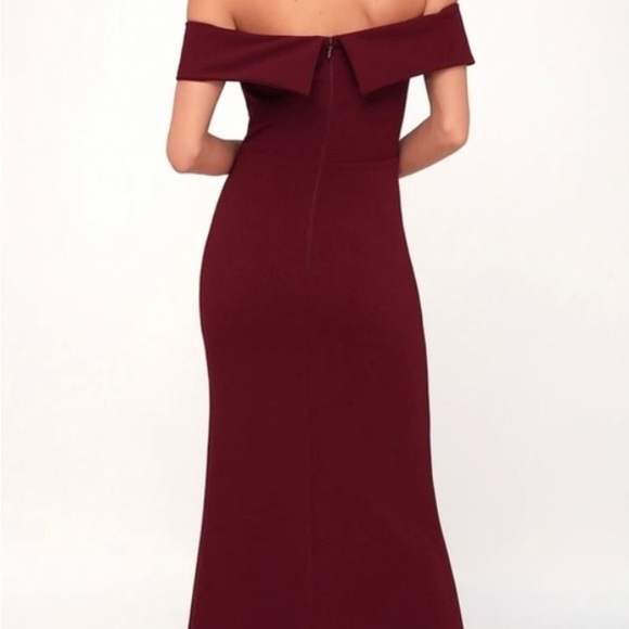 Lulu's Off The Shoulder Burgundy Dress - Picture 2 of 7